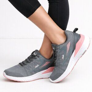 FILA Energized Running Shoes Grey Pink Mesh Athletic Sneakers Womens 11 Mens 9.5